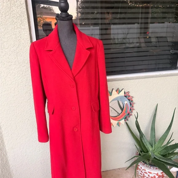 Marvin Richards Vibrant Scarlet Red Long Wool Coat Jacket - Picture 11 of 11